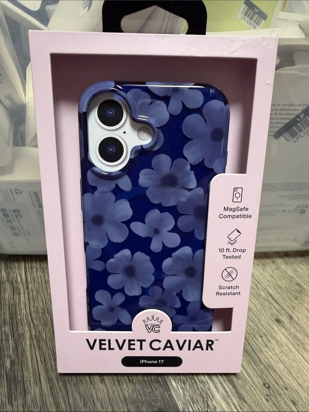 Velvet Caviar Blue Floral MagSafe-Compatible iPhone 17 Case